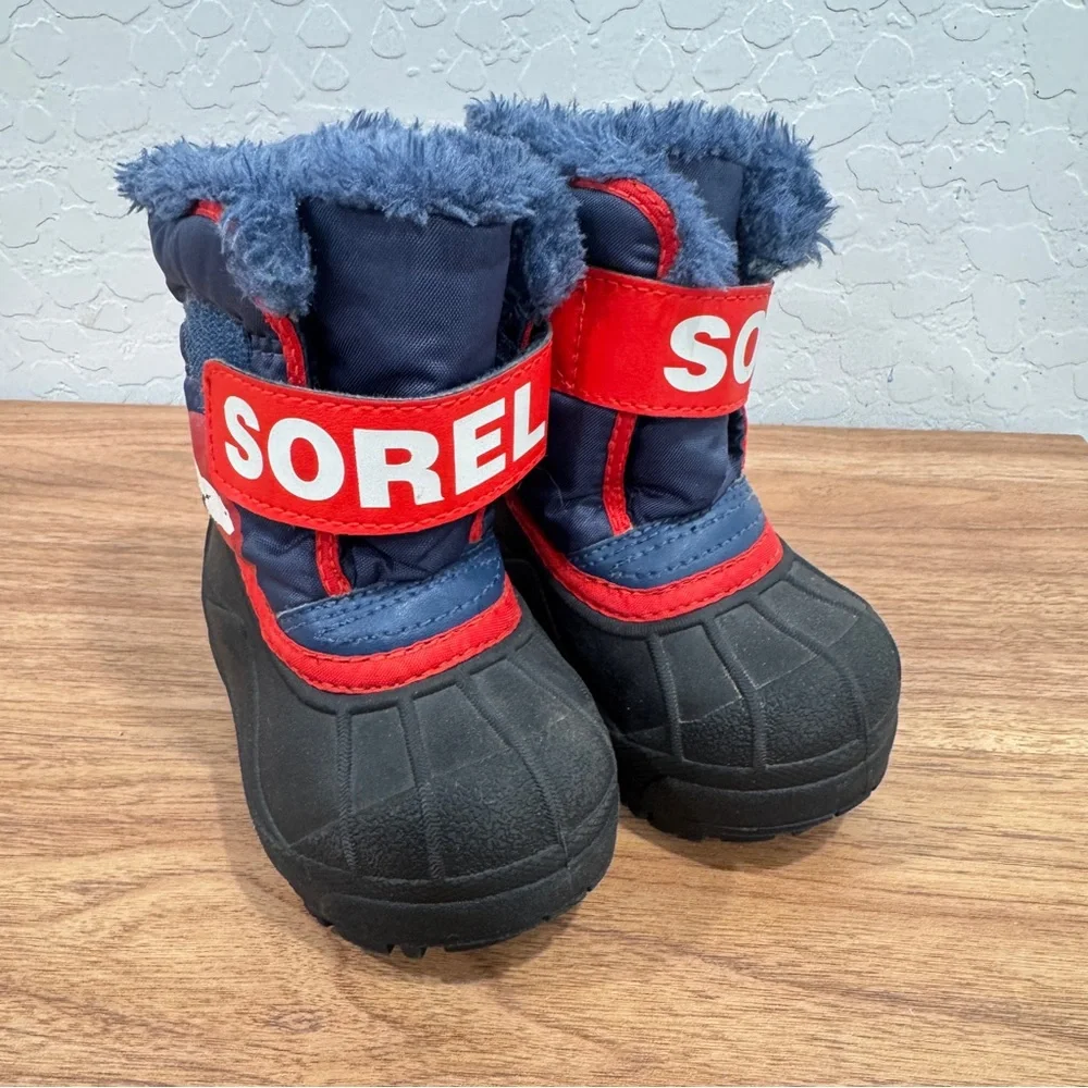 Sorel Snow Commander Snow Winter Boots Kids 5 Toddler Blue Black Outdoor